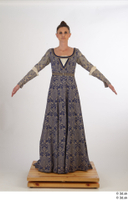  Photos Woman in Historical Dress 1 15th Century Medieval Clothing a poses blue dress whole body 0001.jpg